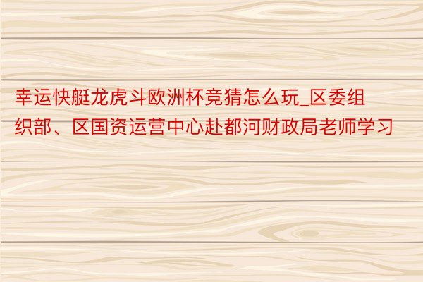 幸运快艇龙虎斗欧洲杯竞猜怎么玩_区委组织部、区国资运营中心赴都河财政局老师学习