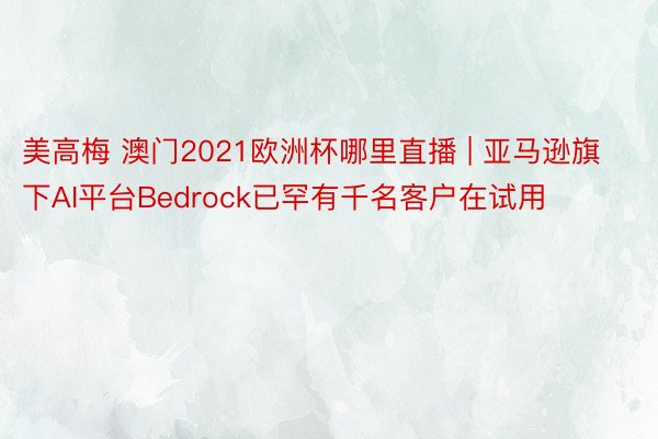 美高梅 澳门2021欧洲杯哪里直播 | 亚马逊旗下AI平台Bedrock已罕有千名客户在试用