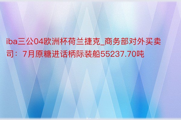 iba三公04欧洲杯荷兰捷克_商务部对外买卖司：7月原糖进话柄际装船55237.70吨