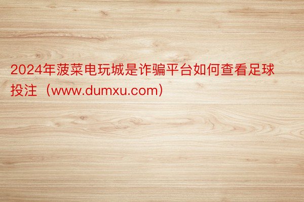 2024年菠菜电玩城是诈骗平台如何查看足球投注（www.dumxu.com）