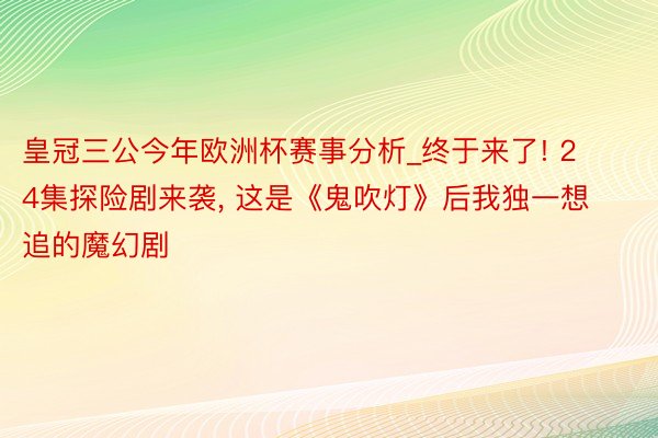 皇冠三公今年欧洲杯赛事分析_终于来了! 24集探险剧来袭, 这是《鬼吹灯》后我独